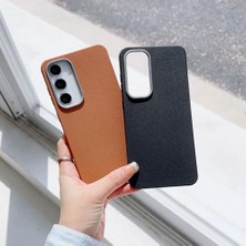 Galaxy S25 / S24 ile Uyumlu Pu Deri Kılıf Içi Kadife Metal Çerçeve Darbeye Karşı Koruyan Ince Deri Hissi [galaxy S25 / S24 Pu Deri] (Siyah)
