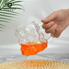 2 Adet 300 ml Üzüm Desenli Borosilikat Bardak, Termisil, Bulut Desenli, Dayanıklı, Şık ve Fonksiyonel Içecek Bardakları (Kulplu)