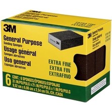 CP000-6P-CC Zımpara Süngeri Ekstra Ince Kumlu, 3-3/4" x 2-5/8", Siyah, 6 Adet