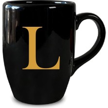 L Harfli Siyah Kupa Bardak Kahve Kupası Kupa Bardak Kahve Fincanı