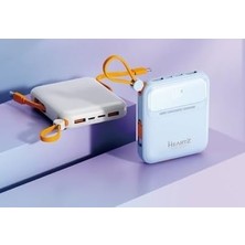 H26 10000 Mh Pd 20W ve USB 22.5W Fast Hızlı Şarj Dahili Type C ve Lightning Kablolu Dünya Standartlarına Uygun Polymer Batarya Birebir Amper LCD Göstergeli Powerbank