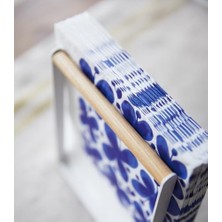 4412 Peçete Tutucu, Beyaz, Çelik/ahşap, Minimalist, 14,5 x 4,5 x 15 cm