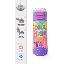 Coral High Kids Milka Dondurma Desenli Pipetli ve Direkt Içim Çelik Termos 500 ml 38136