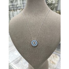 Aura925 Gümüş Zirkon Taşlı Yuvarlak Nazar Boncuğu Kolye
