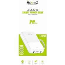 H28 10000 Mh Pd 20W ve USB 22.5W Fast Hızlı Şarj Dahili Type C ve Lightning Kablolu Dünya Standartlarına Uygun Polymer Batarya Birebir Amper LCD Göstergeli Powerbank