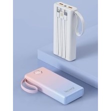 H004 20000 Mh Pd 30W ve USB 22.5W Fast Hızlı Şarj Dahili Type C ve Lightning Kablolu Dünya Standartlarına Uygun Polymer Batarya Birebir Amper LCD Göstergeli Powerbank