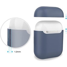 Airpods 1 ve 2 Nesil Uyumlu Silikon Koruyucu Kılıf – Darbe Emici, Toz Geçirmez, Şarj Desteği, Yumuşak Mat Tasarım – Airpods Kutu Koruyucu Kapak Lacivert Mavi