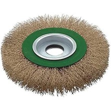 T 27704/150 Saçaklı Daire Fırça, Yeşil/gri/prinç, 150 mm