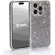 15 Pro Max Taşlı Simli Lens Korumalı Kılıf Gümüş