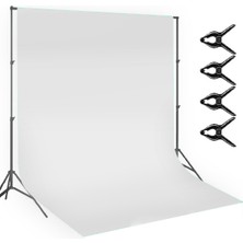 Novatechpro 150X200 cm White Screen Beyaz Fon Perde Foto ve Ürün Çekimleri Için  ve  Taşınabilir 2 Ayaklı  Fon Standı 1.5x2 M