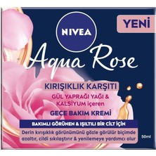 Nıvea Aqua Rose Kırışıklık Karşıtı Gece Yüz Bakım Kremi 50ML Kalsiyum ile İnce Çizgi Görünümünü Azaltır