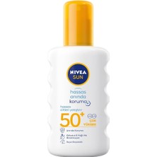Nıvea Sun SPF50 Anında Güneş Koruyucu Sprey 200ML Hassas Ciltler İçin Yatıştırıcı Özellik