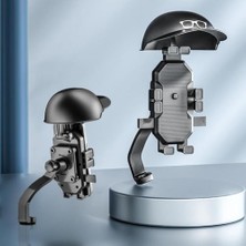 MT30 Motor Motosiklet Telefon Ayna Tutucu Yağmurluk Güneşlik Şapkalı Bağlantılı Damperli Şok Emici