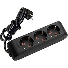 Siyah Üçlü Priz Topraklı Kablolu Çocuk Korumalı 5 mt