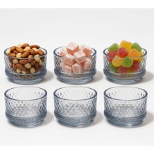 Lüx Kristal Büyük Cam Sunum Seti 6'lı, Kristal Kesme Cam Dondurmalık ve Tatlı Sunum, 9 cm x 5 cm