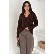 Noa Noa Kadın V Yaka Triko Kazak – Cozy Neutral