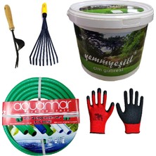 Green Garden Çim Bakım Seti- 4 kg Gübre-Hortum-Eldiven-Ot Sökücü-El Tırmığı