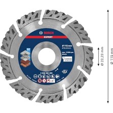 Professional 1x Expert Multimaterial Kesme Diskleri (, Donatılı Beton, Tuğla, Yumuşak Taş, Ø 115 Mm, Aksesuar Küçük Avuç Taşlama Makinesi)