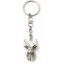 Herşey Nota Forest Stag – Geyik Figürlü Eskitme Gümüş Renk Metal Anahtarlık