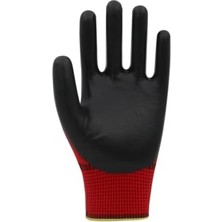 Pn5 NO10 Kırmızı Polyester Nitril Iş Eldiveni 12 Çift