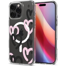 16 Pro Max ile Uyumlu Ince Magsafe Kılıf Ultra Hybrid Sararma Karşıtı Duraclear Hava Kanalı Teknolojisi Askeri Sınıf Koruma Magfit Hearts Pink Tasarım Kapak - ACS08272