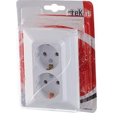 Tek-Iş Priz Topraklı Sıva Altı 2li, Beyaz