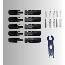 Güneş Paneli Konnektör Seti 1000V 30A, IP67, UL-94V0, Ce; Beş Çift Konnektor Seti ile Bir Adet Plastik Anahtar Içerir. (5)