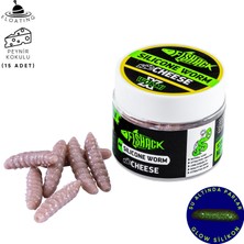 Yüzen Silikon Kurt - Glow Peynir Kokulu Alabalık Yemi 37 mm  Kahverengi 15 Adet