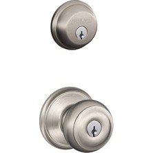 FB50 N V Geo 619 G60 Tek Silindir Deadbolt And F51 Kablo Entry Georgian Knob Kablo Alike, Saten Nikel Finish