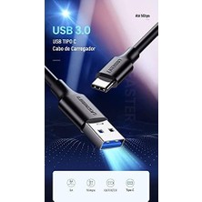 USB 3.0 Type-C Data ve Şarj Kablosu 1.5 Metre Siyah