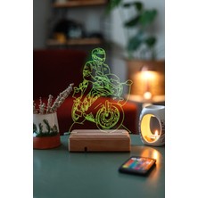 PremiumPort Renkli Kumandalı Gece Lambası, Motor Sevenler Için Harika Hediye