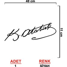 Ermap Araç Motor Laptop Folyo Etiket Sudan Etkilenmez Atatürk Imza Sticker Siyah