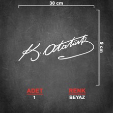 Ermap Araç Motor Laptop Folyo Etiket Sudan Etkilenmez Atatürk Imza Sticker Beyaz Renk