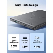 JR-PBM08 20W 5000MAH Ultra Ince Metal Manyetik Kablosuz Power Bank - Uzay Grisi