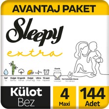 Sleepy Extra Günlük Aktivite Avantajlı Paket Külot Bez 4 Numara Maxi 144 Adet