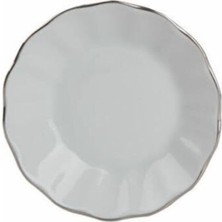 Platin Yaldızlı Çay Tabağı Platinbeyaz