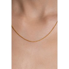 Bayar Gold 14 Ayar Altın 2 Mikron Halat Burgu Zincir Kolye