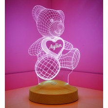 PremiumPort Kişiye Özel Kalpli Ayı LED Lamba, Sevgiliye Unutulmaz Hediye