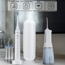 Mioji Oral B6 Care Şarj Edilebilir Diş Fırçası Beyaz + 4 Fırça Başlık + Şarjlı Ağız Duşu