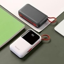 H23 20000 Mh Pd 20W ve USB 22.5W Fast Hızlı Şarj Dahili Type C ve Lightning Kablolu Dünya Standartlarına Uygun Polymer Batarya Birebir Amper LCD Göstergeli Powerbank