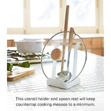 Tencere Kapağı ve Pişirme Kaşığı Rafı, Beyaz