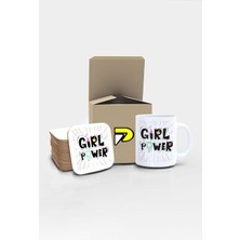 Power Yazılı Tipografik Tasarımlı Baskılı Kupa Bardak Seti, Eğlenceli Özel Hediye Mug 2