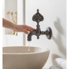 İsaoğlu Yapı Siyah Osmanlı Hamam Musluğu Ağır Model Desenli Pirinç Malzeme Bütün Banyolara Uygun
