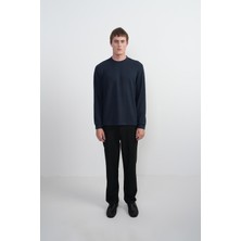 Silvano Erkek Bisiklet Yaka Çizgili Kumaş Laci Sweatshirt