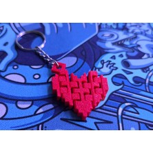 3D Baskı Mafsallı Pixel Kalp Anahtarlık – Hareketli Eklemli Dayanıklı Tasarım