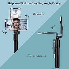 Telefon Tripodu Katlanabilir Telefon Tutucu, 360° Döner Başlık, Bluetooth Kumandalı Selfie Çubuğu, Ios/ Uyumlu, Kamera ve ile Kullanılabilir