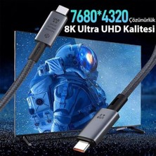 40GBPS 240W 4.0 Thunderbolt Type-C To Type-C Şarj, Data ve 8k 60Hz Görüntü Aktarım Kablosu Tip C 2 Metre CZ855