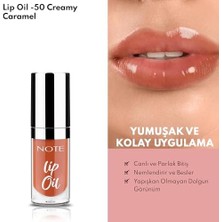 Note Lip Oil 50 Creamy Caramel Nemlendirici ve Parlatıcı Dudak Bakım Yağı, Kahverengi