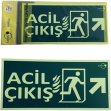 Fru Fotolümen Fosforlu Yön Levhası - Sağ Yukarı Yön Ok Sembollü - Acil Çıkış Yazılıdır