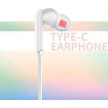 Teknosepetim Tak Çalıştır Type-C Kulakiçi Kablolu Kulaklık Mikrofonlu 15 Pro Max S24 Ultra Uygun Kulaklık (Beyaz)